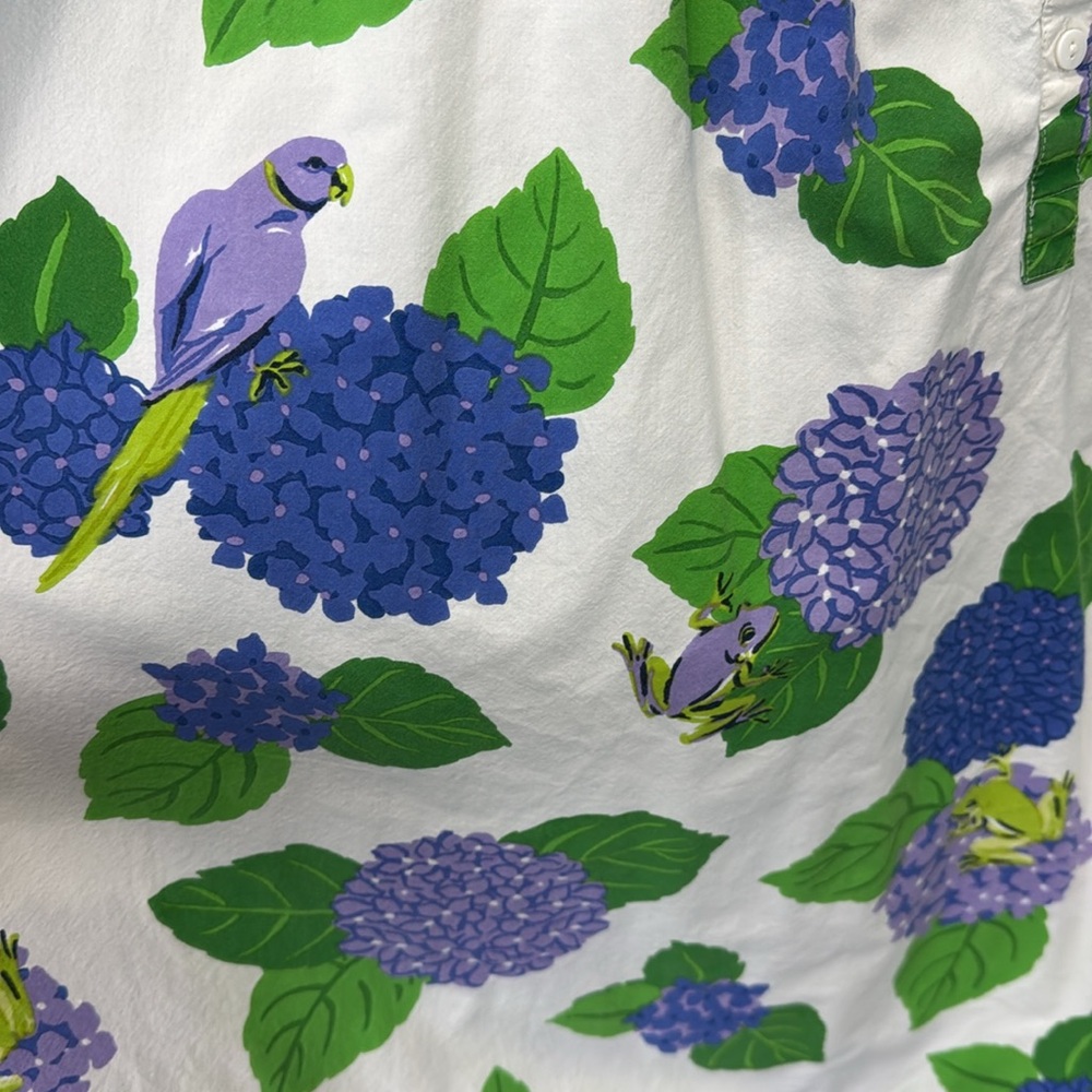 Printfresh Blue and Green hydrangea bird Floral robe and night dress - Picture 3 of 13
